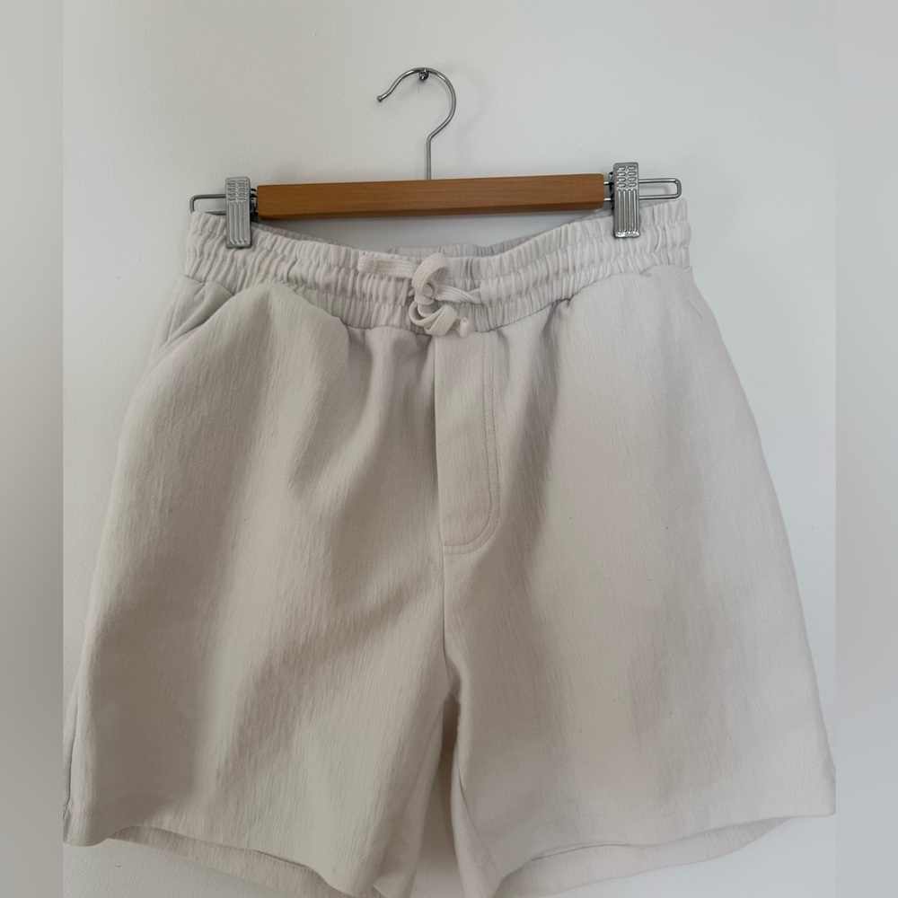 Zara White Drawstring Shorts Size M Elastic Waist Casual